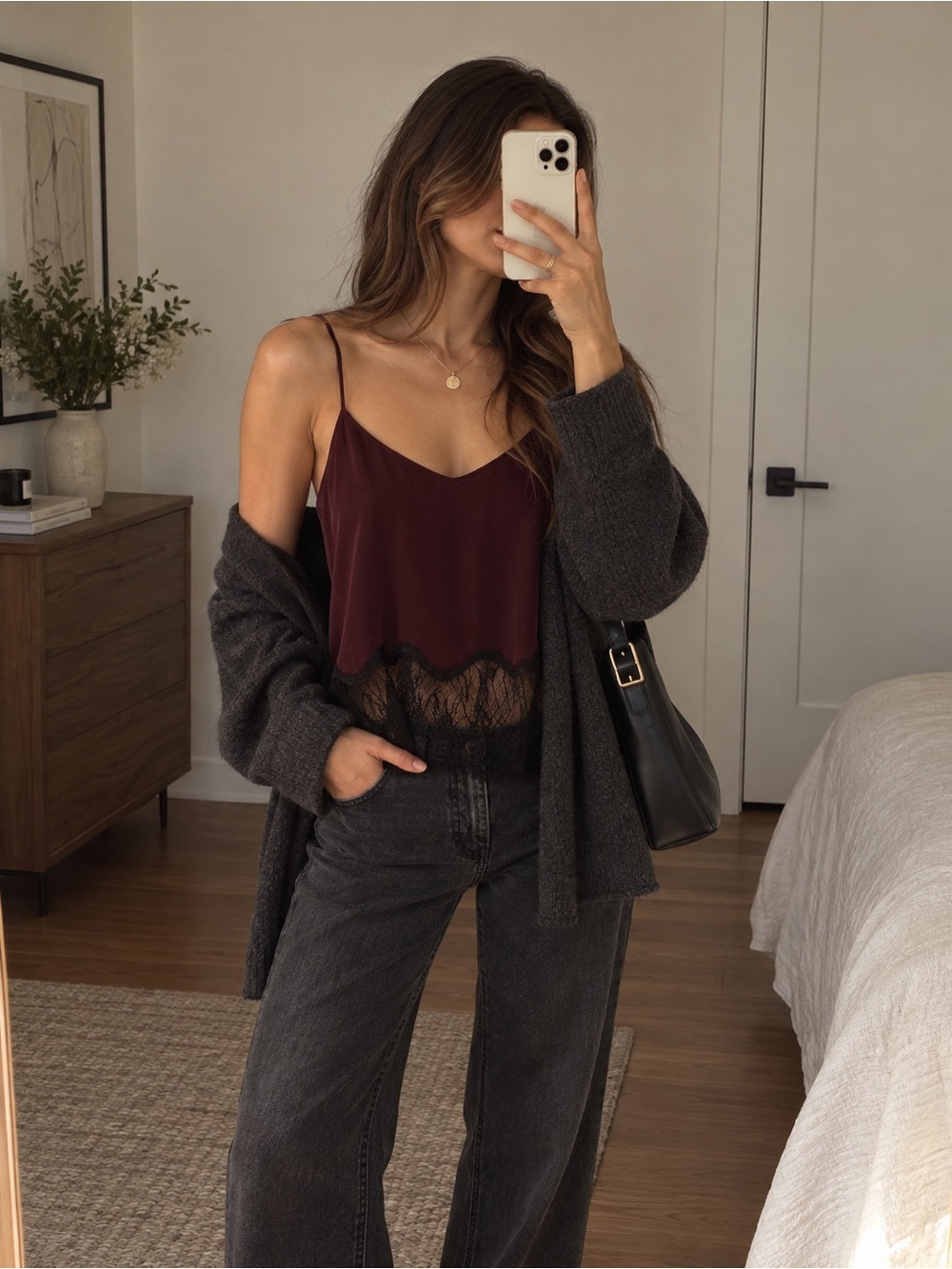 Aritzia Wilfred 100% Silk Chimère Camisole Burgundy